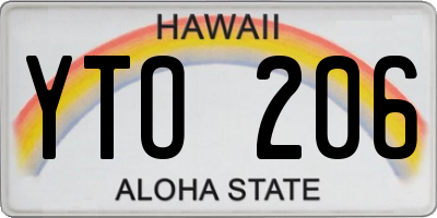 HI license plate YTO206
