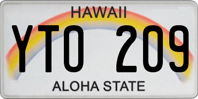 HI license plate YTO209