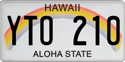 HI license plate YTO210