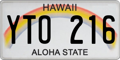 HI license plate YTO216
