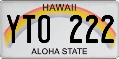 HI license plate YTO222