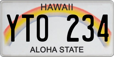 HI license plate YTO234