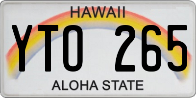 HI license plate YTO265