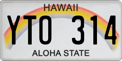 HI license plate YTO314