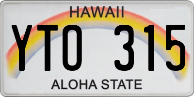 HI license plate YTO315