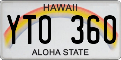 HI license plate YTO360