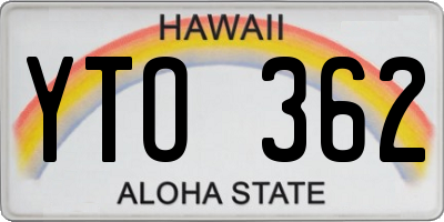 HI license plate YTO362