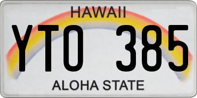 HI license plate YTO385