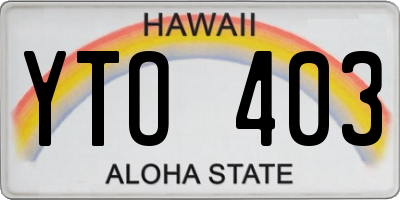 HI license plate YTO403