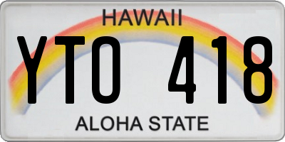 HI license plate YTO418