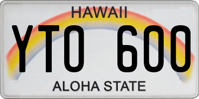 HI license plate YTO600