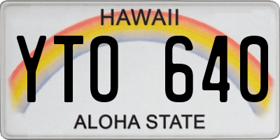 HI license plate YTO640