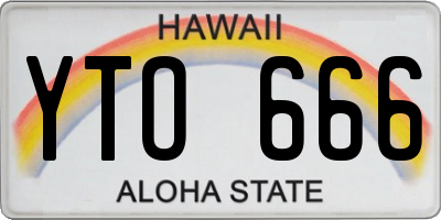 HI license plate YTO666