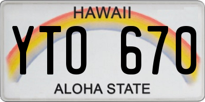 HI license plate YTO670