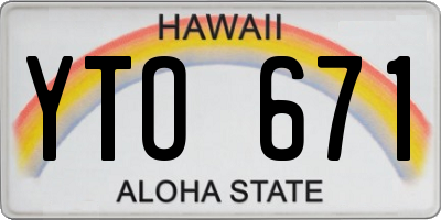 HI license plate YTO671