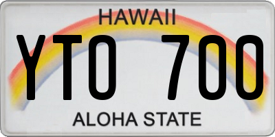 HI license plate YTO700