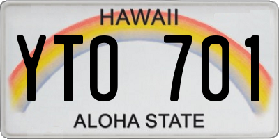 HI license plate YTO701