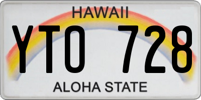 HI license plate YTO728