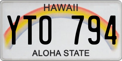 HI license plate YTO794