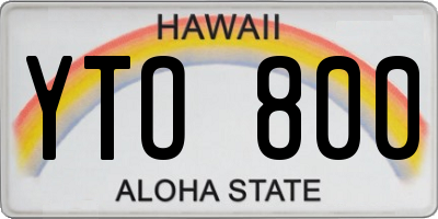 HI license plate YTO800