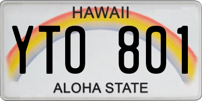 HI license plate YTO801
