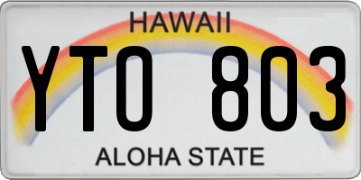 HI license plate YTO803
