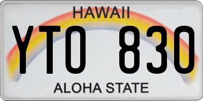 HI license plate YTO830