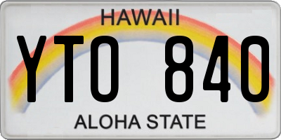 HI license plate YTO840