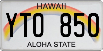 HI license plate YTO850