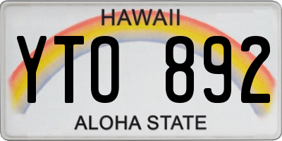 HI license plate YTO892