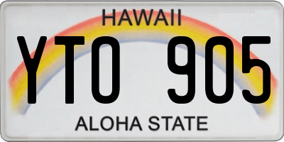 HI license plate YTO905