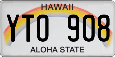 HI license plate YTO908