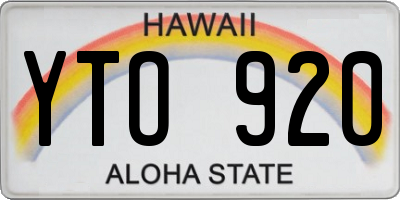 HI license plate YTO920