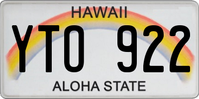 HI license plate YTO922