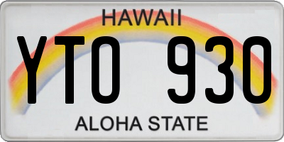 HI license plate YTO930