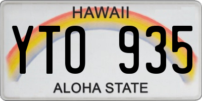 HI license plate YTO935