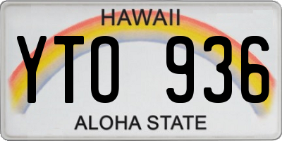 HI license plate YTO936