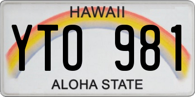 HI license plate YTO981