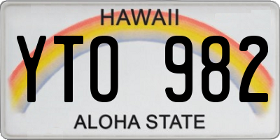HI license plate YTO982
