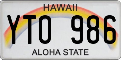 HI license plate YTO986