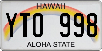 HI license plate YTO998