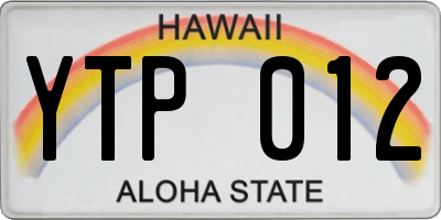 HI license plate YTP012