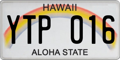 HI license plate YTP016