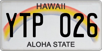 HI license plate YTP026