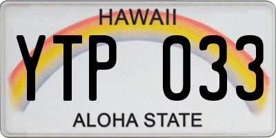 HI license plate YTP033