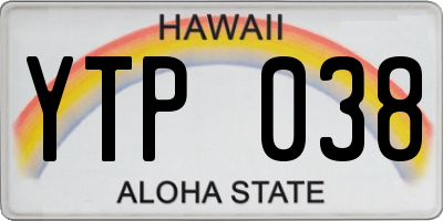 HI license plate YTP038