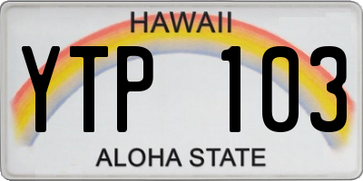 HI license plate YTP103