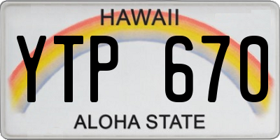 HI license plate YTP670