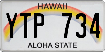 HI license plate YTP734