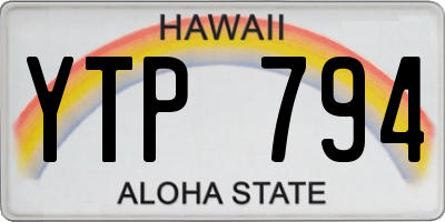 HI license plate YTP794
